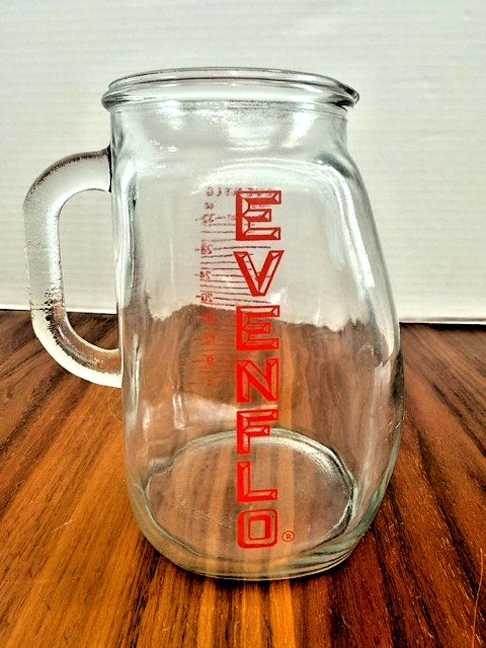 Vintage 1950s EVENFLO Glass Measuring Pitcher Pot Belly 4 Cup 32 oz 1 Quart